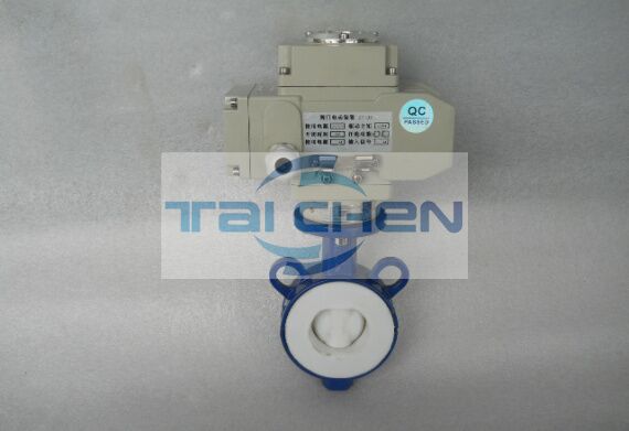 電動襯氟蝶閥圖片,D971F46電動對夾式襯氟蝶閥實物圖例,上海臺臣閥門廠