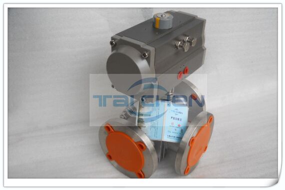 氣動法蘭三通球閥結(jié)構(gòu)圖,氣動三通分流球閥圖例