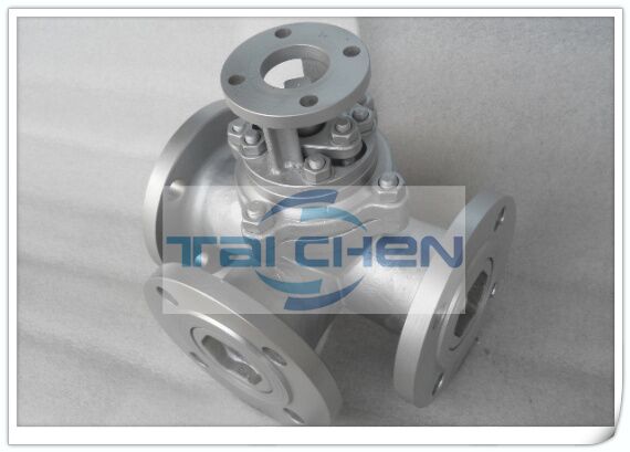 帶支架三通球閥實物圖片