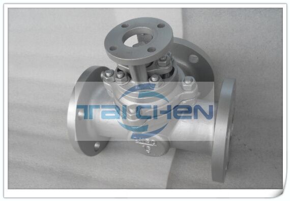 帶支架三通球閥實物圖片